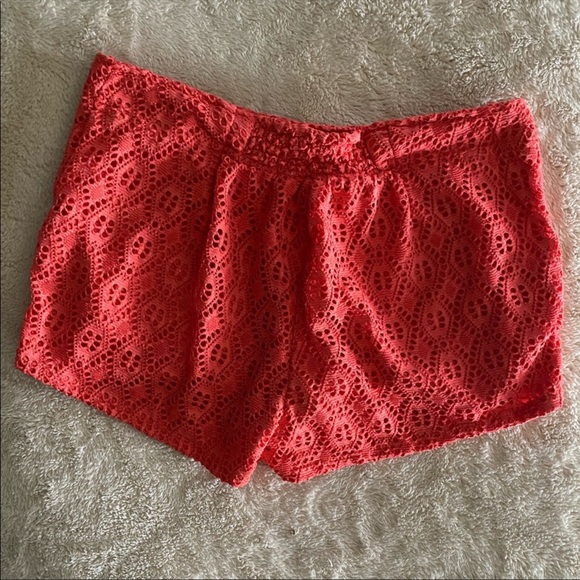 Rewind Eyelet Coral-Orange Shorts - Picture 6 of 7